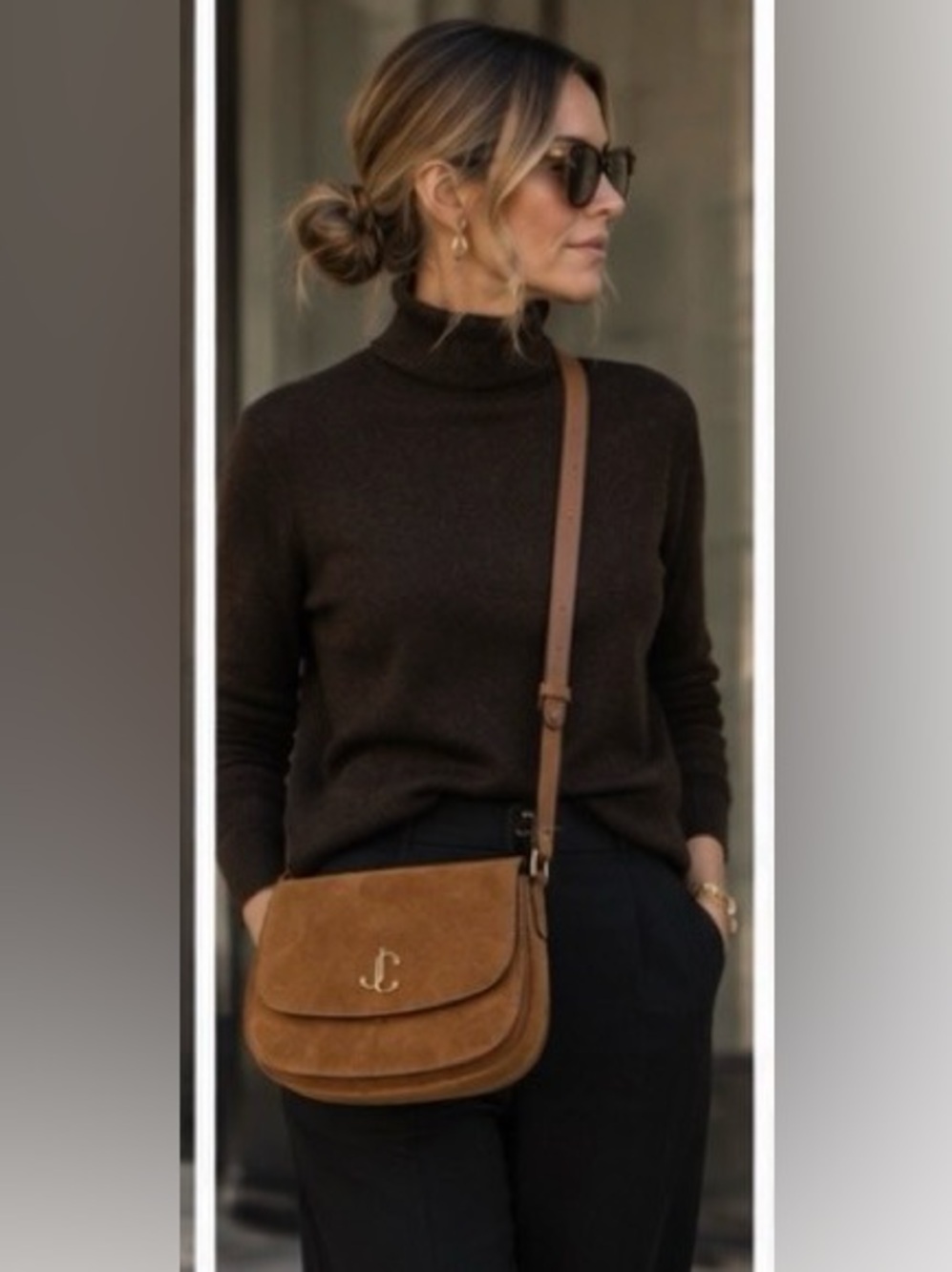 Jimmy Choo Tan Suede Crossbody Satchel